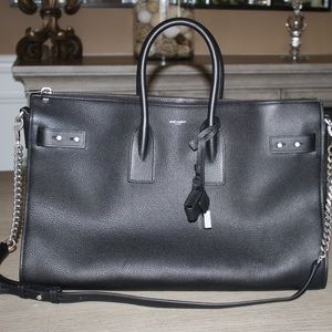 YSL Large Sac Du Jour Leather Duffle Tote